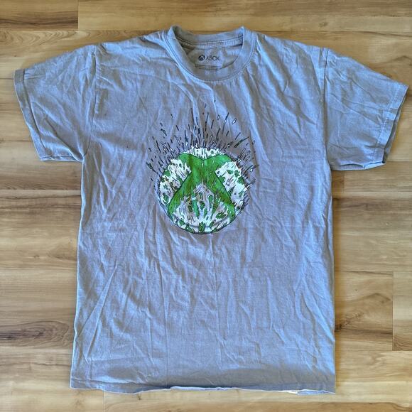 Xbox Microsoft Exploding Logo Gaming Graphic Tee Shirt Gray Size Medium - Picture 1 of 4